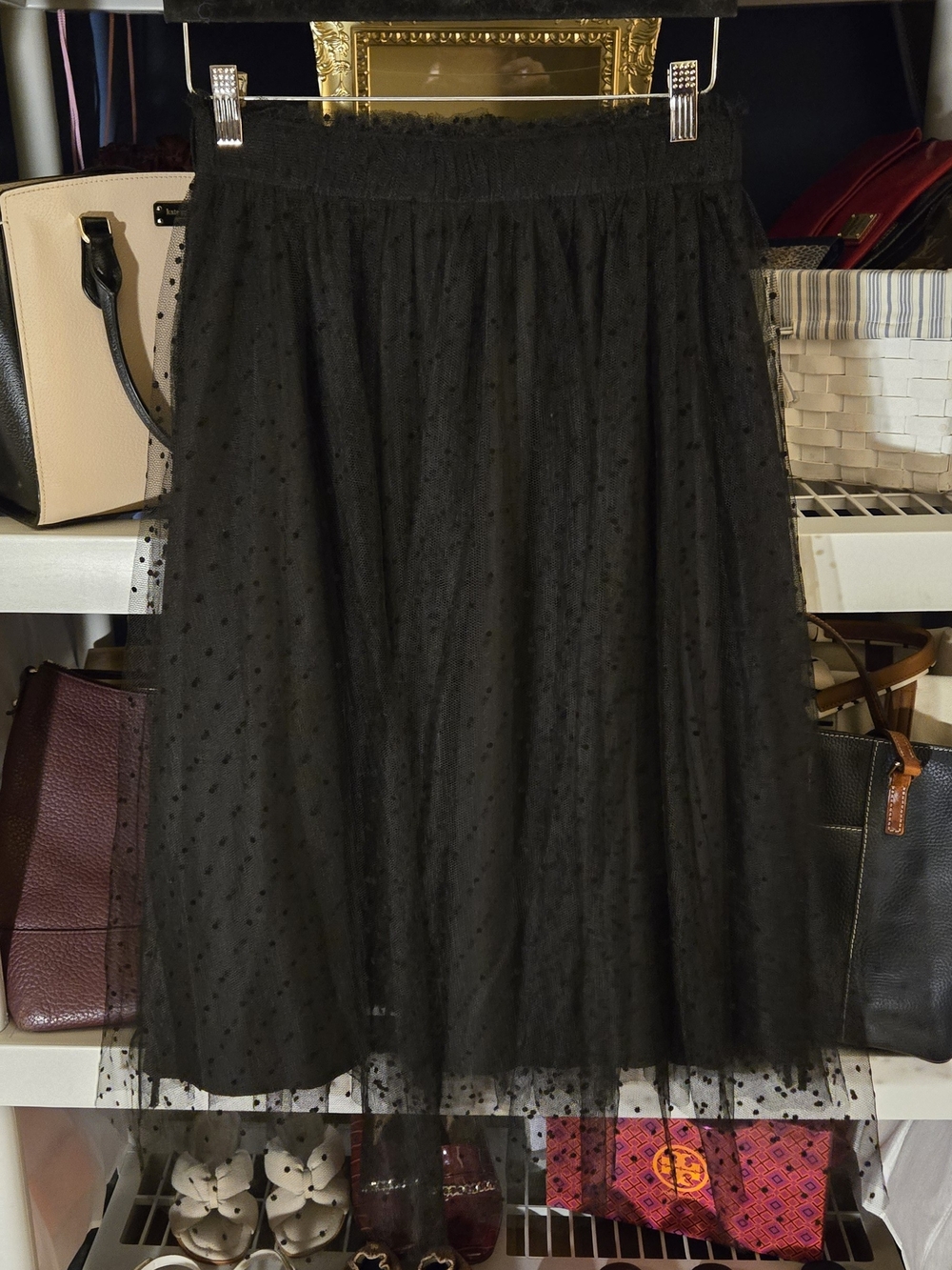 Disney Black Dotted Tulle Midi Skirt